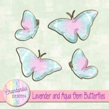 Free butterflies in a lavender and aqua gem style