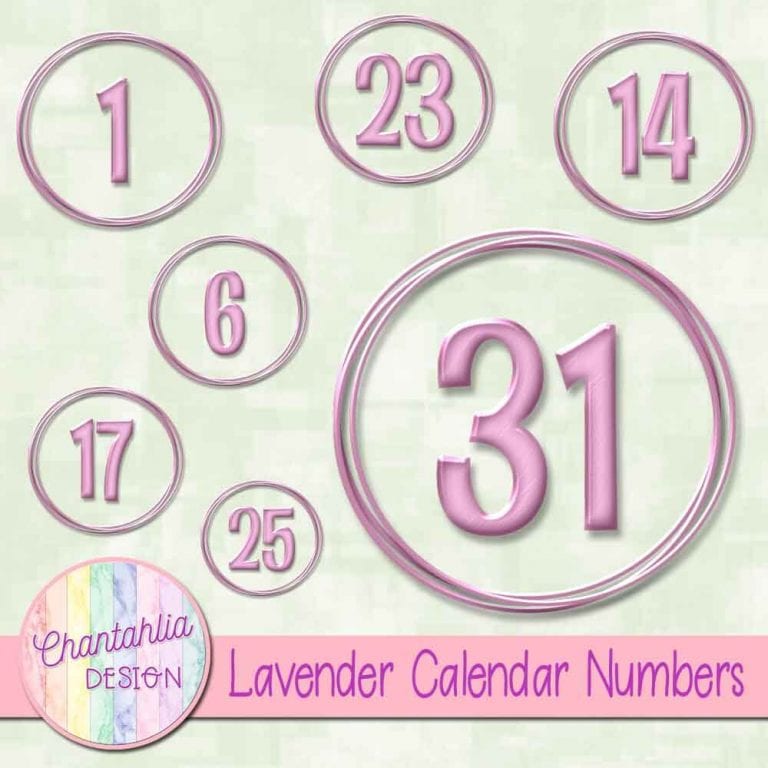 Free Lavender Calendar Numbers