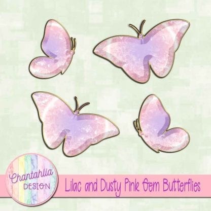 Free butterflies in a lilac and pink gem style