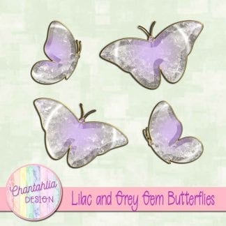 Free butterflies in a lilac and grey gem style