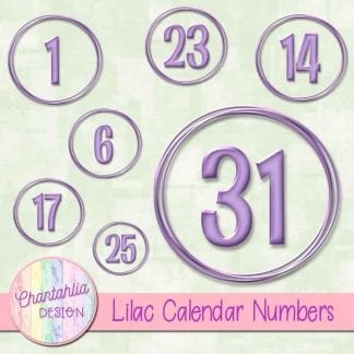 lilac calendar numbers design elements