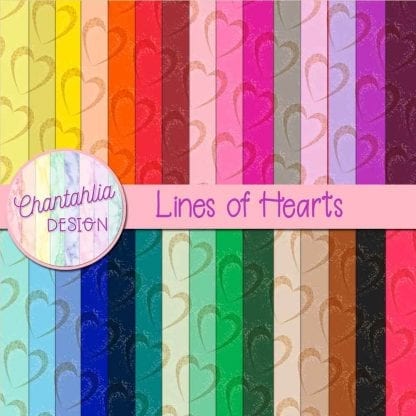 digital papers with lined hearts