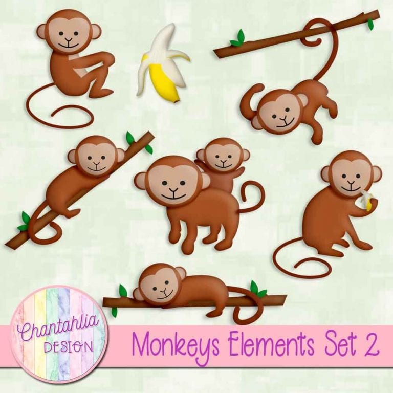 Free Monkeys Design Elements for Digital Scrapbooking and other crafts