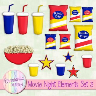 Free scrapbook design elements in a movie night theme