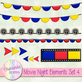 Free scrapbook design elements in a movie night theme