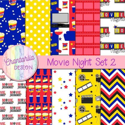 Free digital papers in a Movie Night theme.