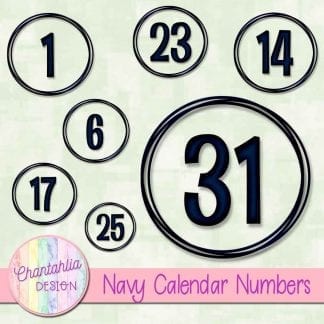 navy calendar numbers design elements