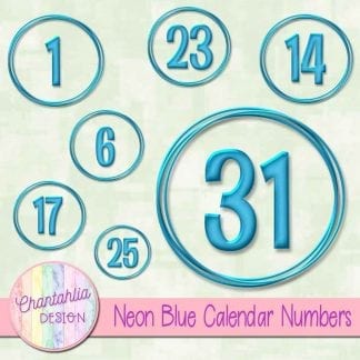 neon blue calendar numbers design elements