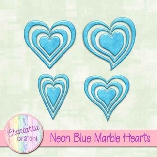 free neon blue marble hearts scrapbook elements