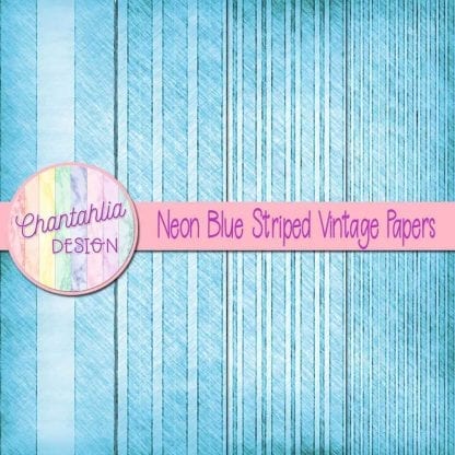 free neon blue striped vintage papers