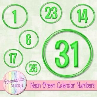 neon green calendar numbers design elements