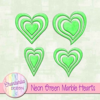 free neon green marble hearts scrapbook elements