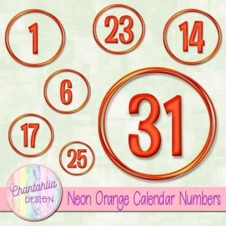 neon orange calendar numbers design elements