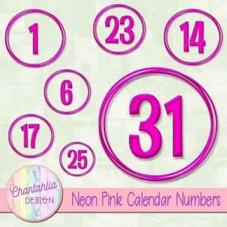 neon pink calendar numbers design elements