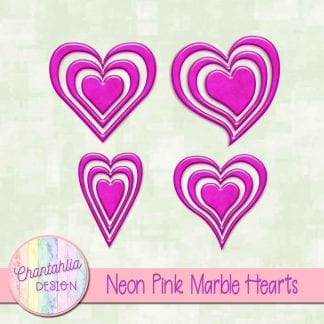 free neon pink marble hearts scrapbook elements
