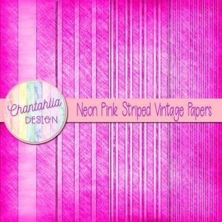 free neon pink striped vintage papers