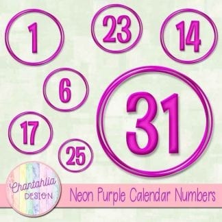neon purple calendar numbers design elements