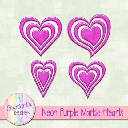 free neon purple marble hearts scrapbook elements