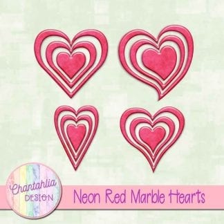 free neon red marble hearts scrapbook elements