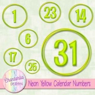 neon yellow calendar numbers design elements