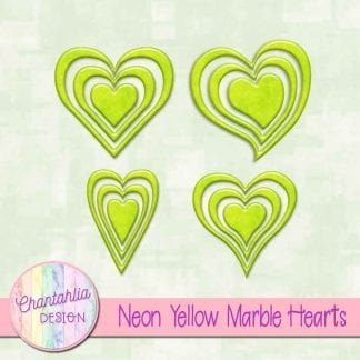 free neon yellow marble hearts scrapbook elements