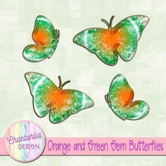 Free butterflies in an orange and green gem style