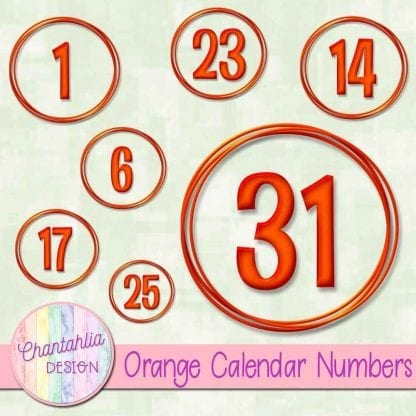 orange calendar numbers design elements