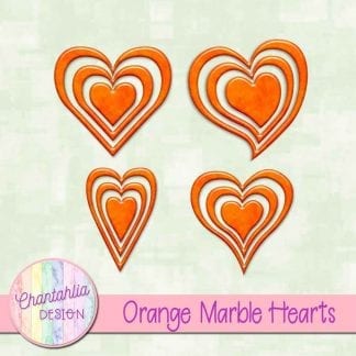 free orange marble hearts scrapbook elements