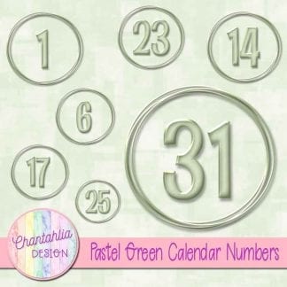 pastel green calendar numbers design elements