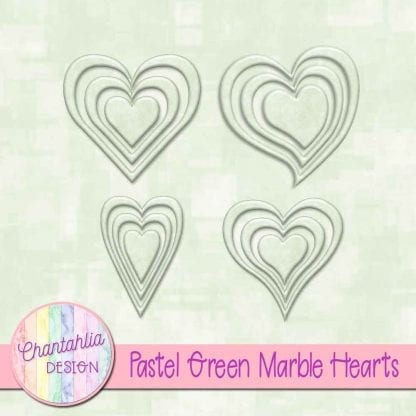 free pastel green marble hearts scrapbook elements
