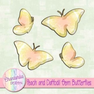 Free butterflies in a peach and daffodil gem style