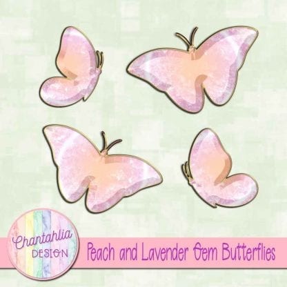 Free butterflies in a peach and lavender gem style