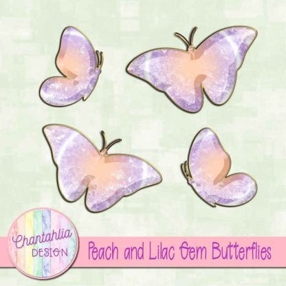 Free butterflies in a peach and lilac gem style