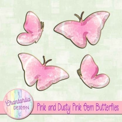 Free butterflies in a pink gem style