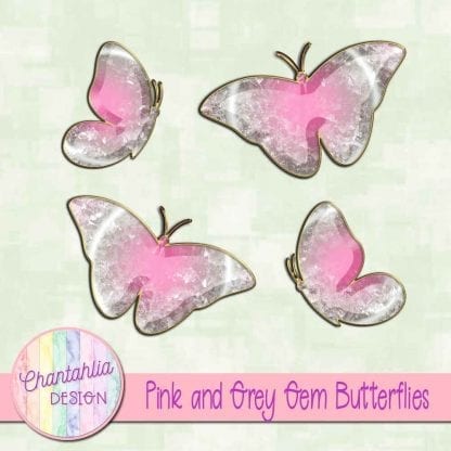 Free butterflies in a pink and gem style