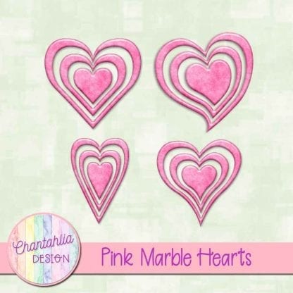 free pink marble hearts scrapbook elements