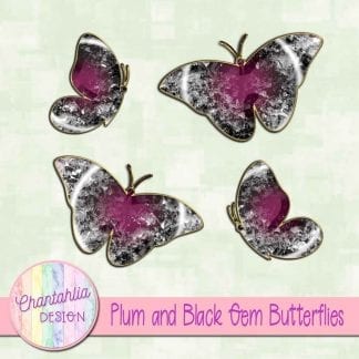 Free butterflies in a plum and black gem style