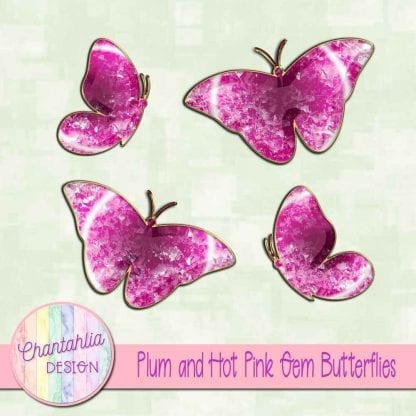 Free butterflies in a plum and pink gem style