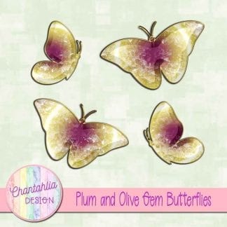 Free butterflies in a plum and olive gem style