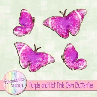 Free butterflies in a purple and pink gem style