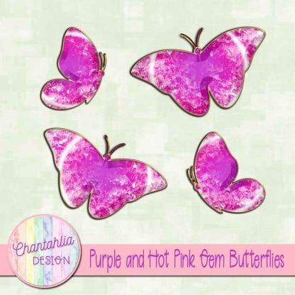 Free butterflies in a purple and pink gem style