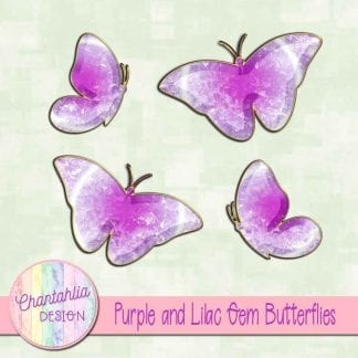 Free butterflies in a purple and lilac gem style