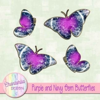 Free butterflies in a purple and navy gem style