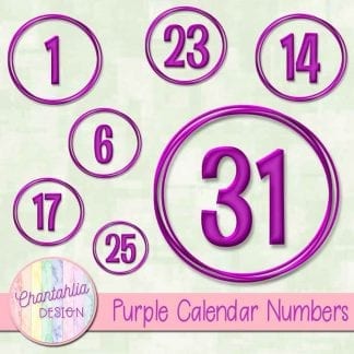 purple calendar numbers design elements