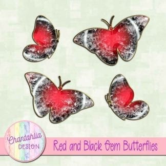 Free butterflies in a red and black gem style
