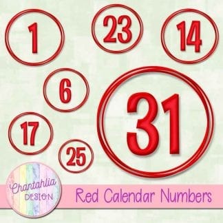 red calendar numbers design elements