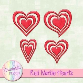 free red marble hearts scrapbook elements