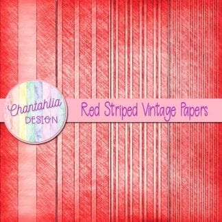 free red striped vintage papers