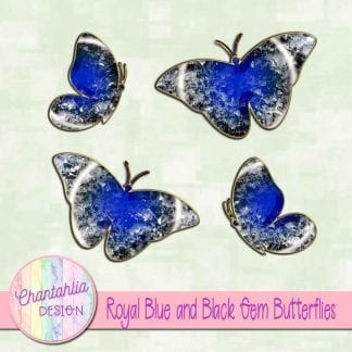 Free butterflies in a blue and black gem style