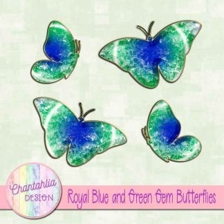 Free butterflies in a blue and green gem style
